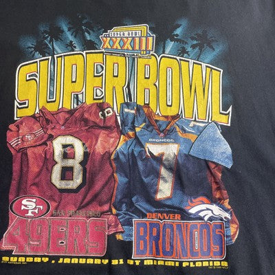 Vintage Broncos 49ers Super Bowl XXXIII T-Shirt Size Large 1999 90s NFL