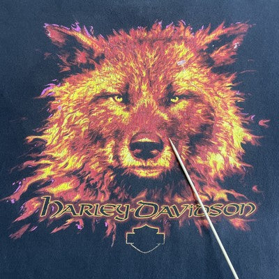Vintage Harley Davidson Motorcycles Wolf T-Shirt Size Large 1999 90s