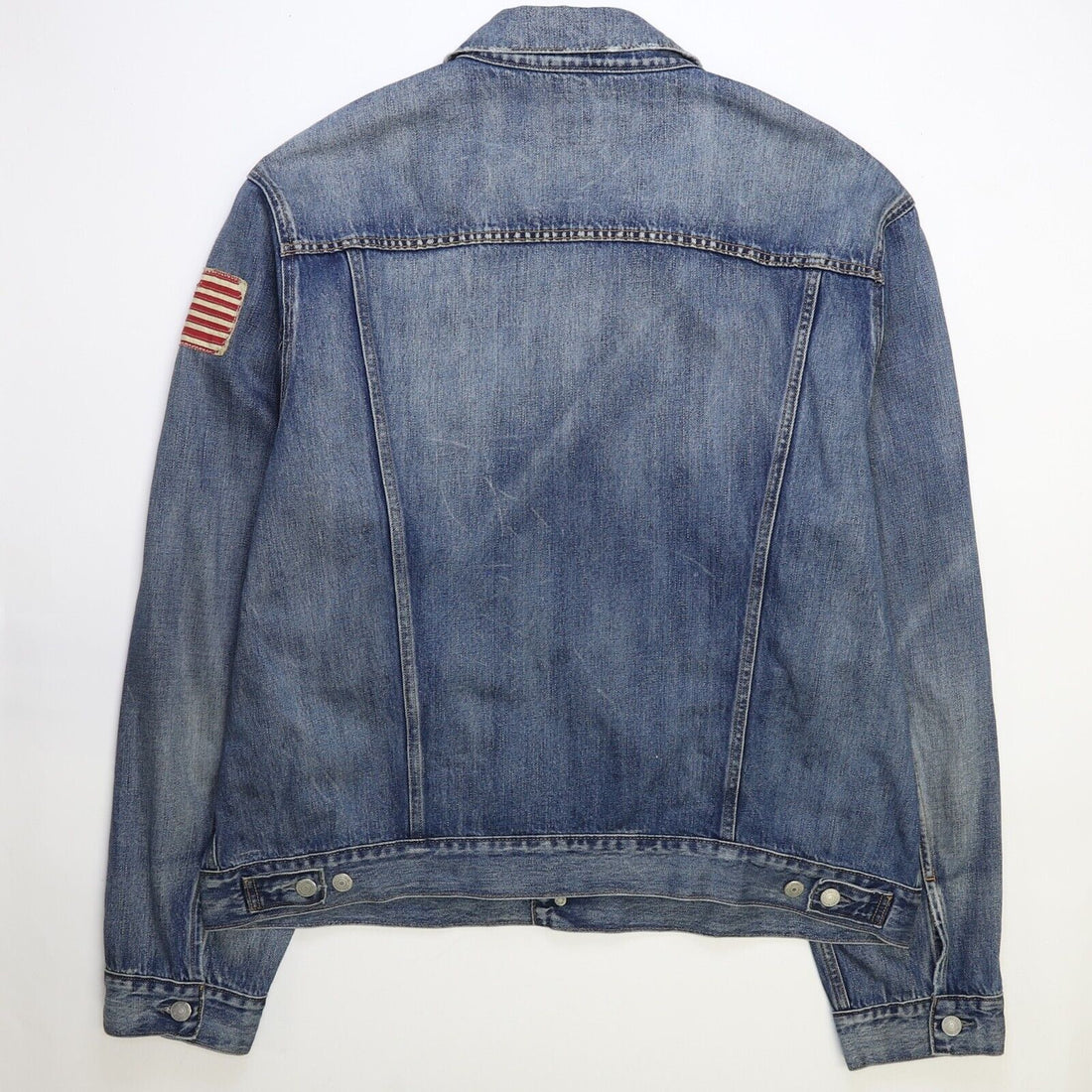 Polo Ralph Lauren Denim Trucker Jacket Size 2XL USA American Flag Patch
