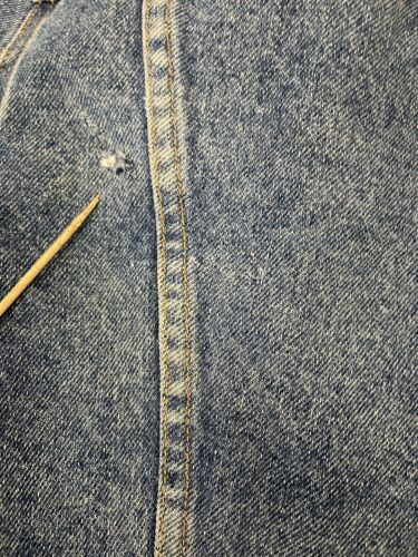 Vintage Lee Storm Rider Denim Trucker Jacket Size Large Blue Blanket Lined